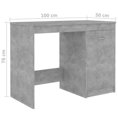 Skrivebord 100x50x76 cm konstrueret træ betongrå