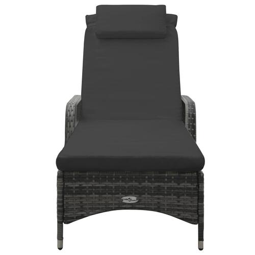 Liggestol med hjul polyrattan antracitgrå