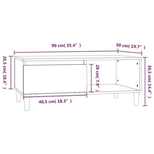Sofabord 90x50x36,5 cm konstrueret træ hvid