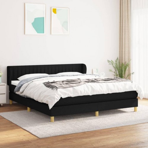 Kontinentalseng med madras 180×200 cm - stof, sort
