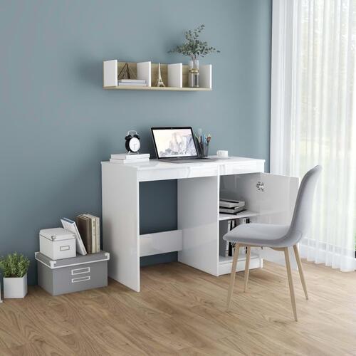 Skrivebord 100x50x76 cm konstrueret træ hvid højglans