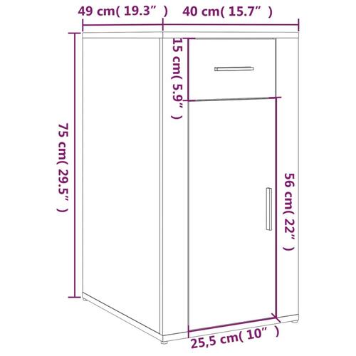 Skrivebordsskab 40x49x75 cm konstrueret træ hvid