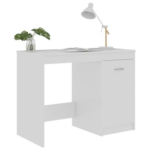 Skrivebord 100x50x76 cm konstrueret træ hvid højglans