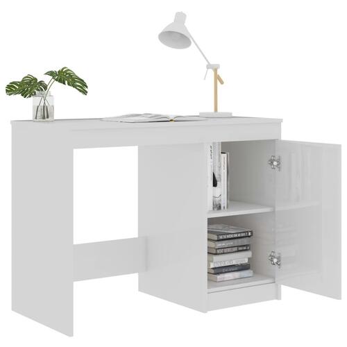 Skrivebord 100x50x76 cm konstrueret træ hvid højglans