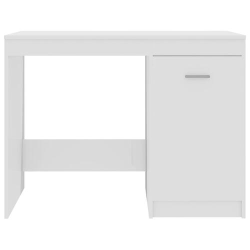 Skrivebord 100x50x76 cm konstrueret træ hvid højglans