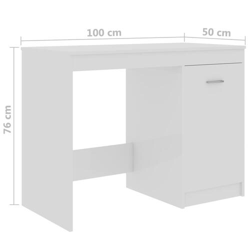 Skrivebord 100x50x76 cm konstrueret træ hvid højglans