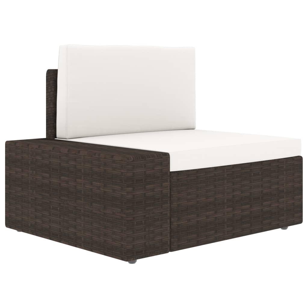 Hjørnedel til sofa med højre armlæn polyrattan brun