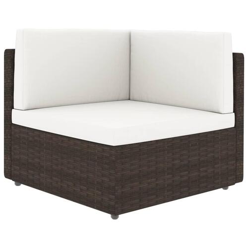 Hjørnedel til sofa polyrattan brun