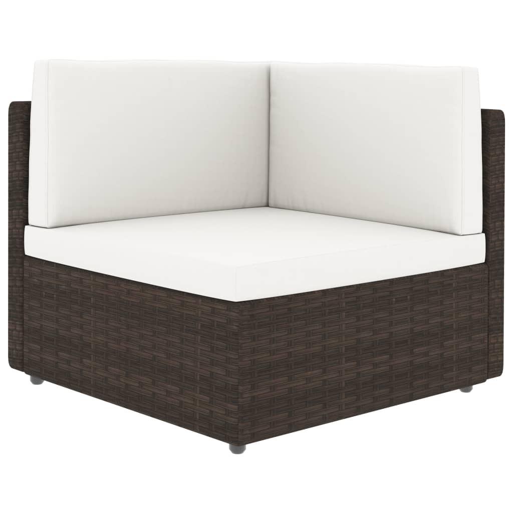 Hjørnedel til sofa polyrattan brun
