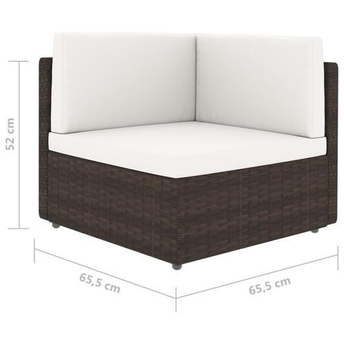 Hjørnedel til sofa polyrattan brun
