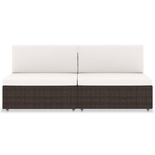 2-personers sofa modulær polyrattan brun