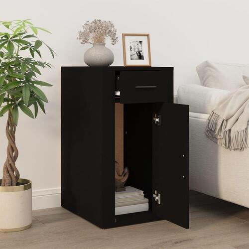 Skrivebordsskab 40x49x75 cm konstrueret træ sort