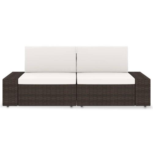 2-personers sofa modulær polyrattan brun