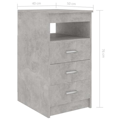 Skuffeskab 40x50x76 cm konstrueret træ betongrå
