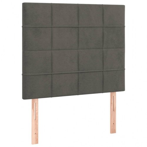 Kontinentalseng med madras 100x200 cm - fløjl, mørkegrå