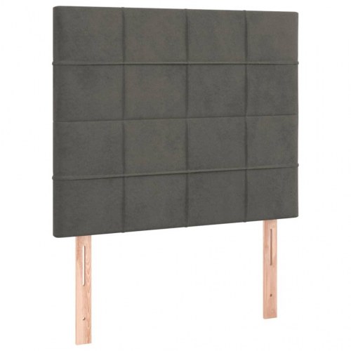 Kontinentalseng med madras 100×200 cm - fløjl, mørkegrå