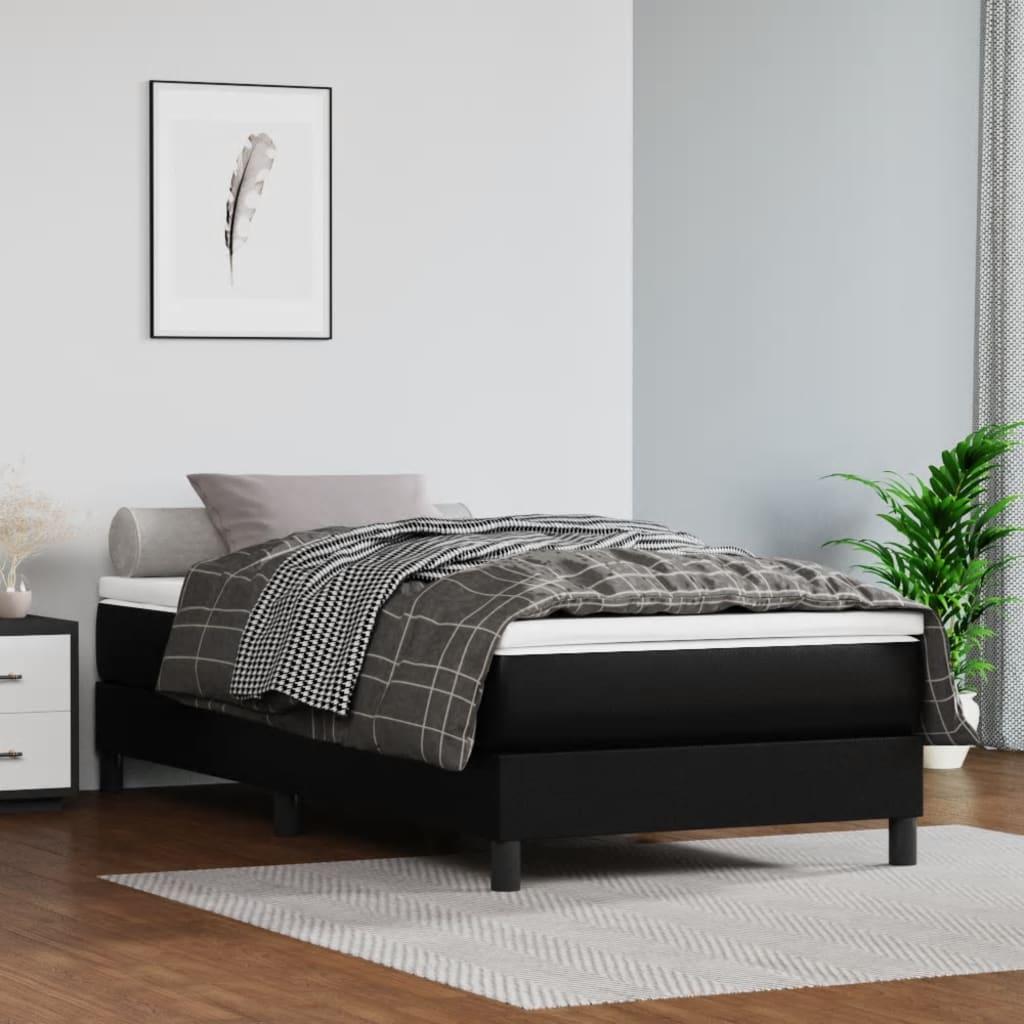 Kontinentalseng med madras 90x190 cm kunstlæder sort