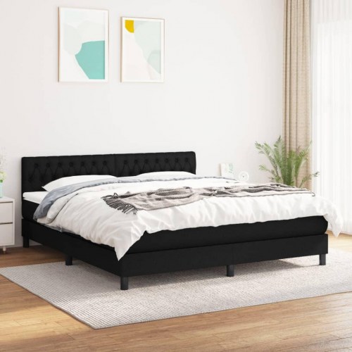 Kontinentalseng med madras 180x200 cm - stof, sort