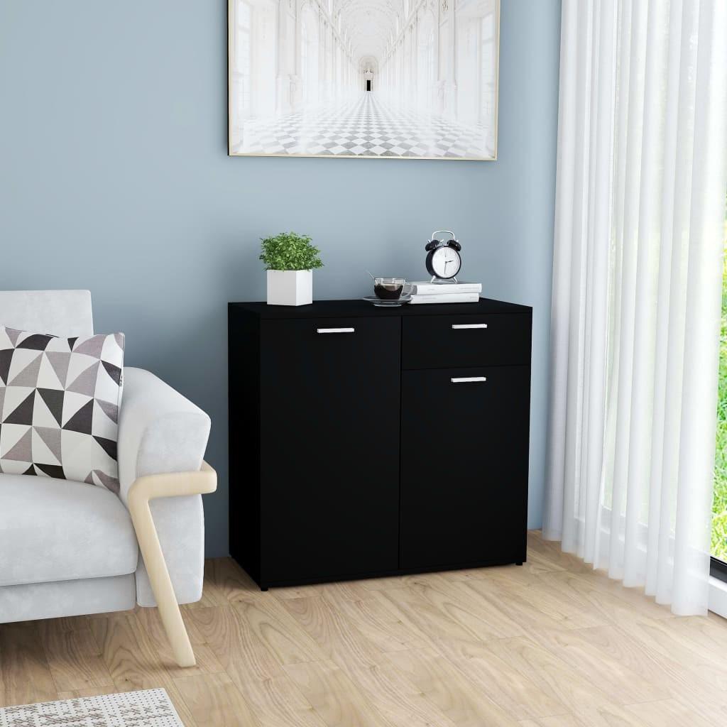 Skænk 80x36x75 cm konstrueret træ sort