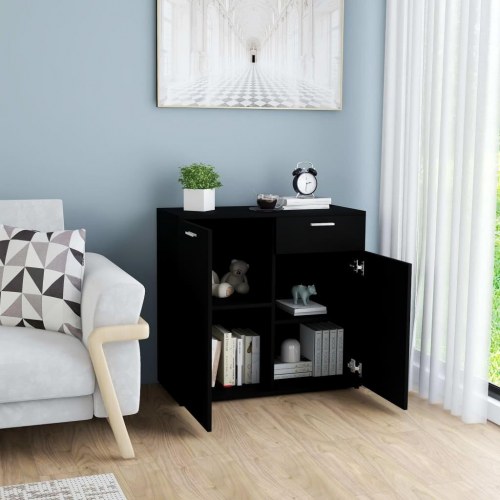 Skænk 80x36x75 cm konstrueret træ sort