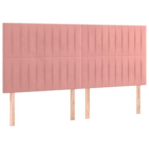 Kontinentalseng med madras 200x200 cm - fløjl, lyserød