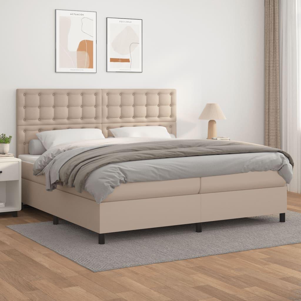 Kontinentalseng 200x200 cm kunstlæder cappuccinofarvet