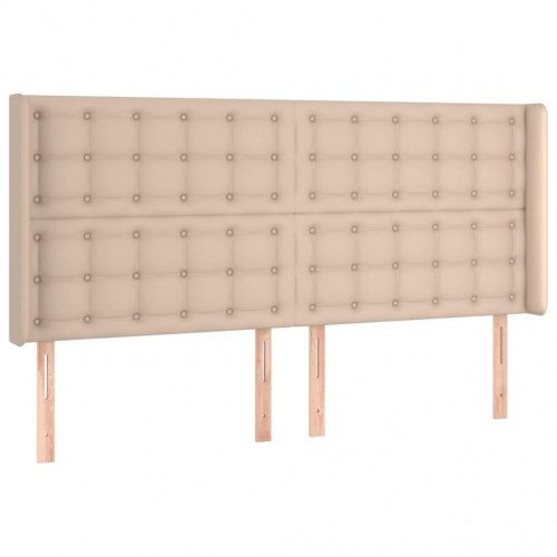 Kontinentalseng med LED-lys 200x200 cm i kunstlæder - cappuccinofarvet