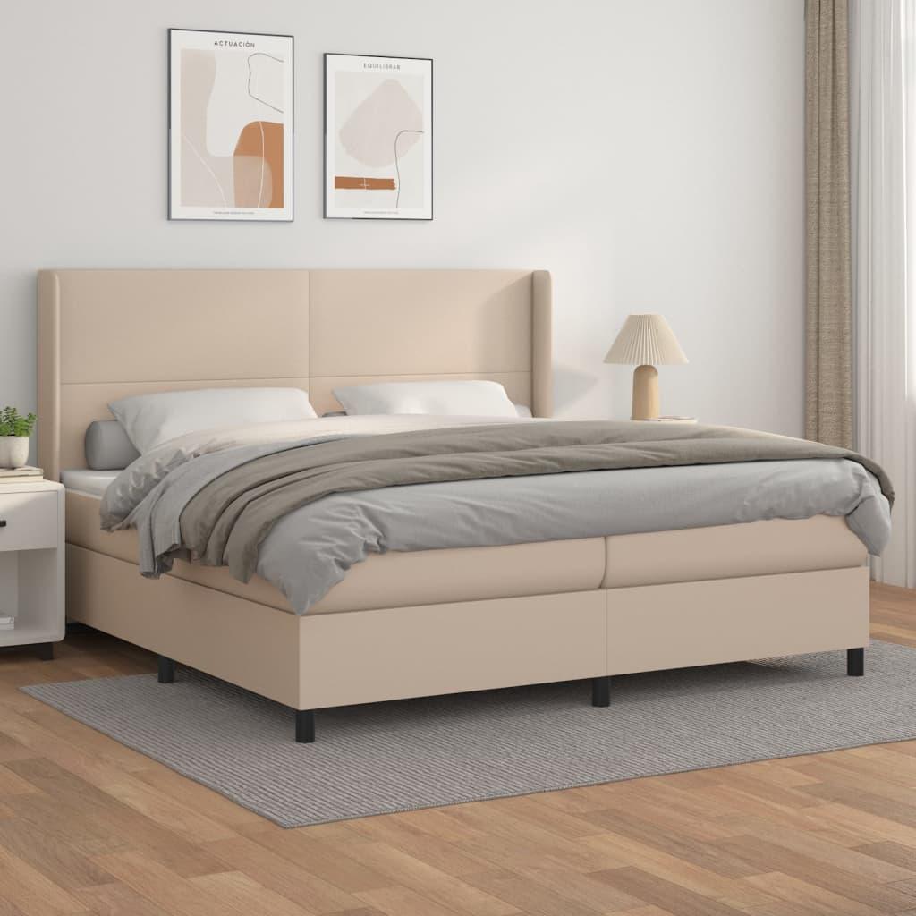 Kontinentalseng 200 x 200 cm i kunstlæder - cappuccinofarvet