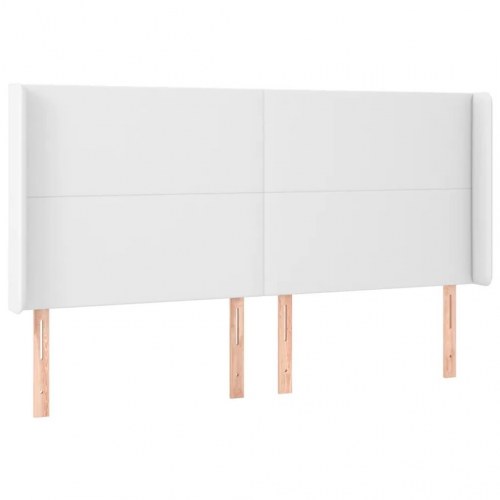 Kontinentalseng med LED-lys 200×200 cm - kunstlæder, hvid