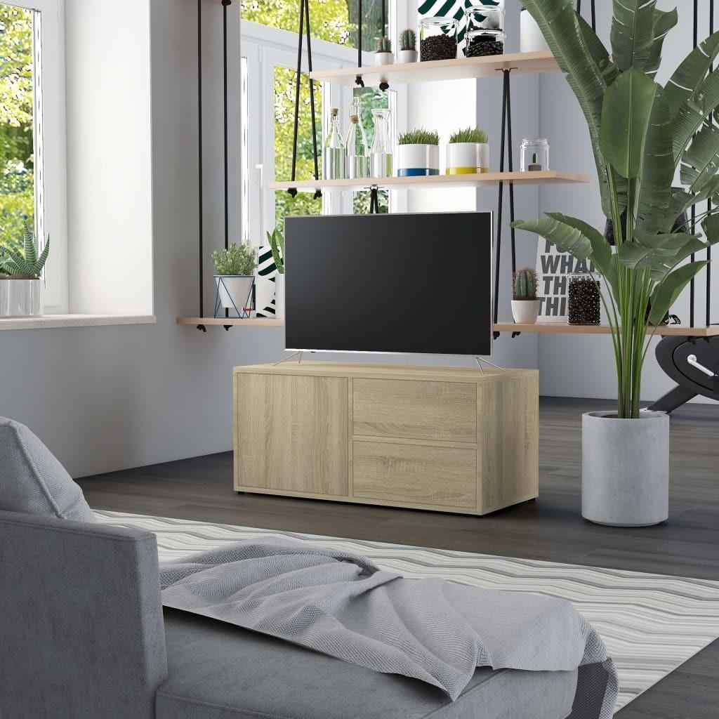 Tv-bord 80x34x36 cm konstrueret træ sonoma-eg