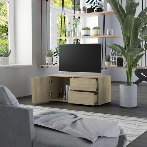 Tv-bord 80x34x36 cm konstrueret træ sonoma-eg