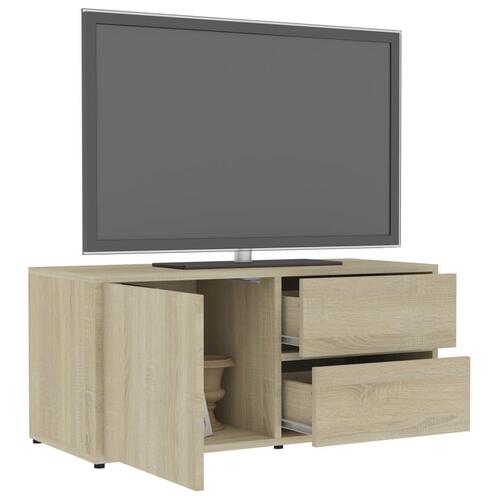Tv-bord 80x34x36 cm konstrueret træ sonoma-eg