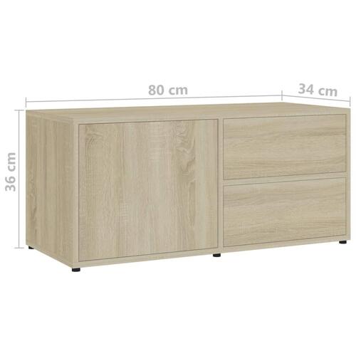 Tv-bord 80x34x36 cm konstrueret træ sonoma-eg