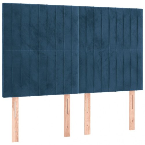 Kontinentalseng med madras 140x190 cm - fløjl mørkeblå