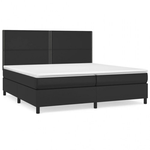 Kontinentalseng med madras 200×200 cm - kunstlæder, sort