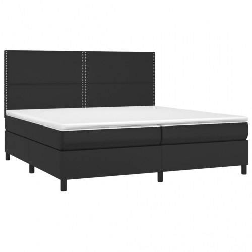 Kontinentalseng med madras 200×200 cm - kunstlæder, sort