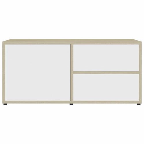 Tv-bord 80x34x36 cm konstrueret træ hvid og sonoma eg