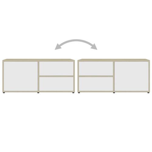 Tv-bord 80x34x36 cm konstrueret træ hvid og sonoma eg