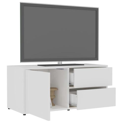 Tv-bord 80x34x36 cm konstrueret træ hvid højglans