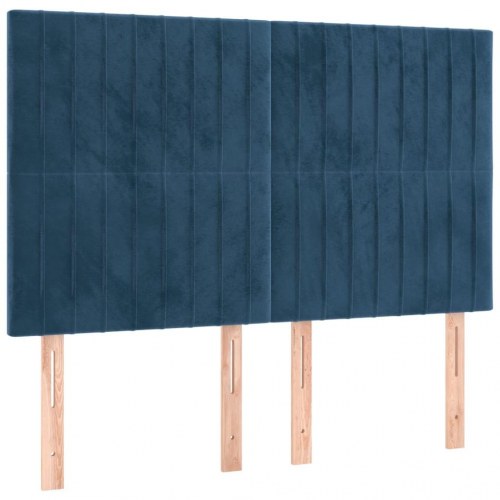 Kontinentalseng med madras 140x190 cm - fløjl, mørkeblå