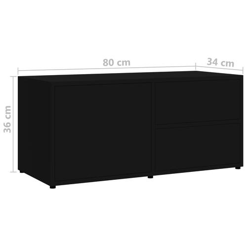 Tv-bord 80x34x36 cm konstrueret træ sort højglans