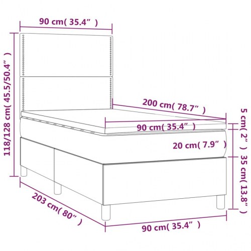 Kontinentalseng med madras 90x200 cm - kunstlæder, sort