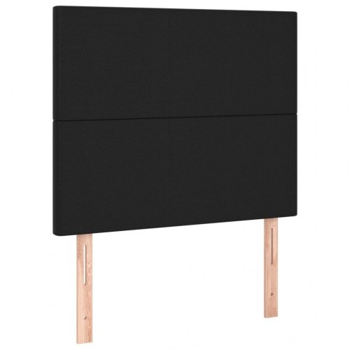 Kontinentalseng 90x200 cm i sort kunstlæder med madras og topmadras