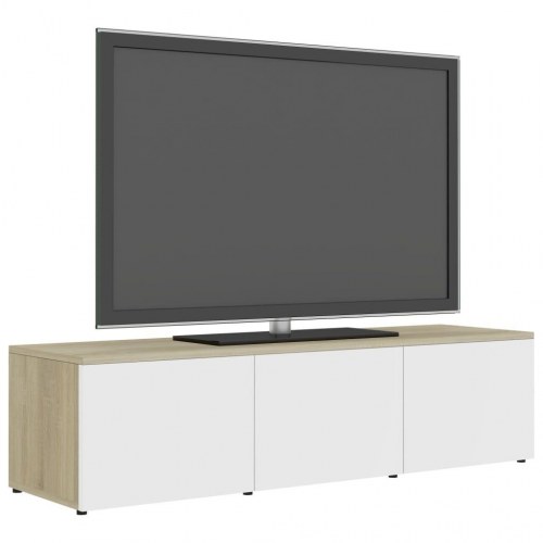 Tv-bord 120x34x30 cm konstrueret træ hvid og sonoma-eg