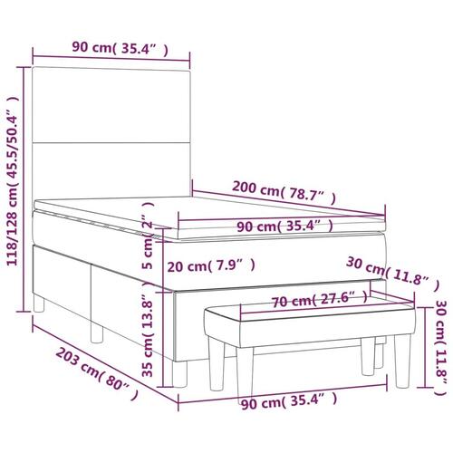 Kontinentalseng med madras 90x200 cm kunstlæder sort