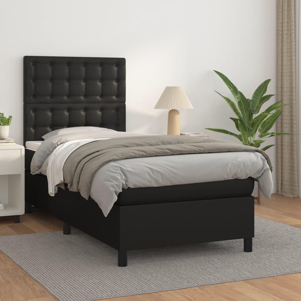 Kontinentalseng med madras 90x200 cm kunstlæder sort