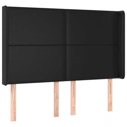 Kontinentalseng med LED-lys 140x200 cm i sort kunstlæder