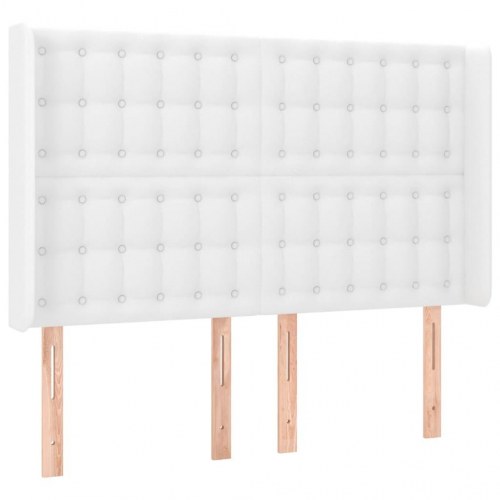 Kontinentalseng med LED-lys 140x200 cm - kunstlæder, hvid