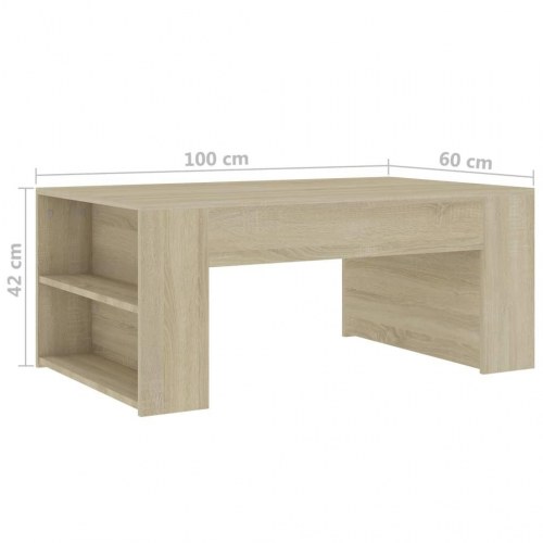 Sofabord 100x60x42 cm konstrueret træ sonoma-eg