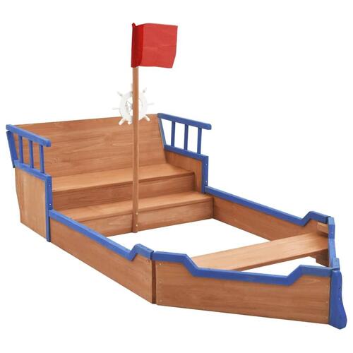 Sandkasse piratskib 190x94,5x101 cm fyrretræ